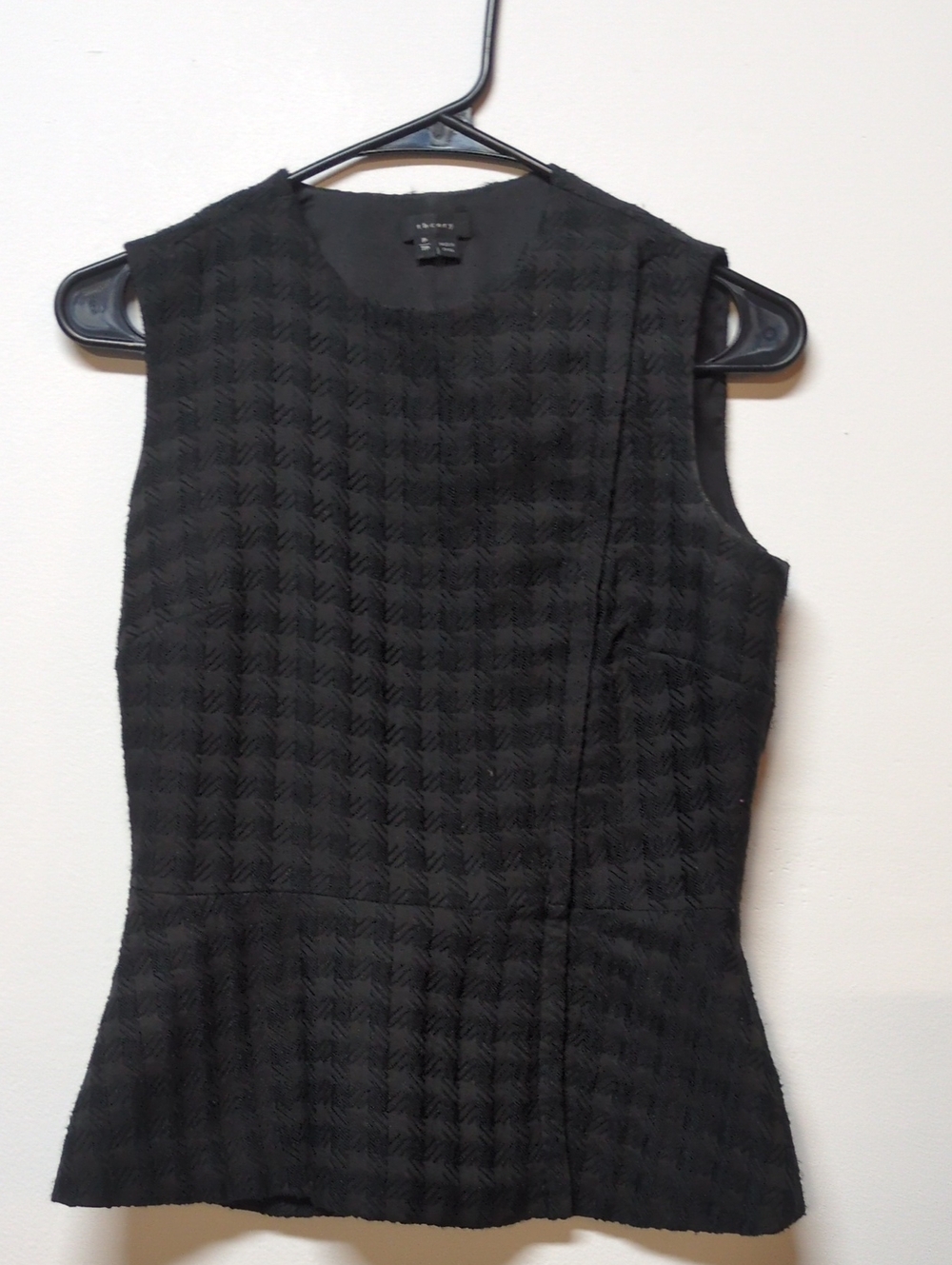 Theory Kuvana Country Peplum Top Houndstooth Wool, Size Petite - Picture 2 of 8